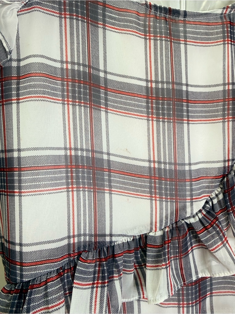 Storets Plaid Ruffle Ruched Midi Dress Small - Picture 4 of 4